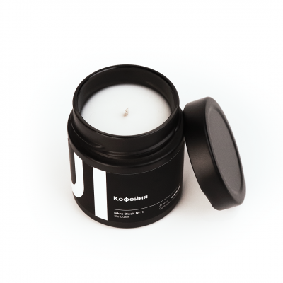 Ароматическая свеча Stella aroma Iskra Black De Luxe №11, Кофейня, 200 мл