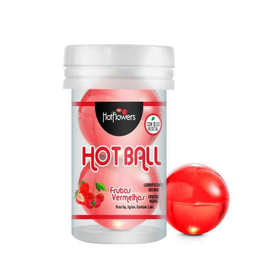 Лубрикант AROMATIC HOT BALL на масляной основе в виде двух шариков с ароматом клубники.