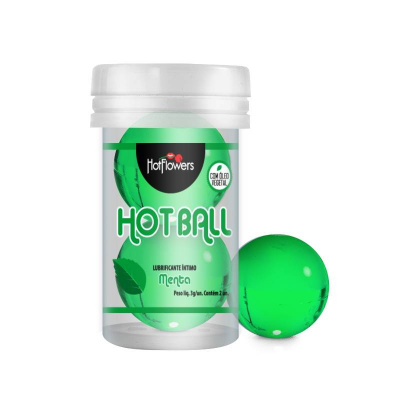 Лубрикант AROMATIC HOT BALL на масляной основе в виде двух шариков с ароматом мяты.
